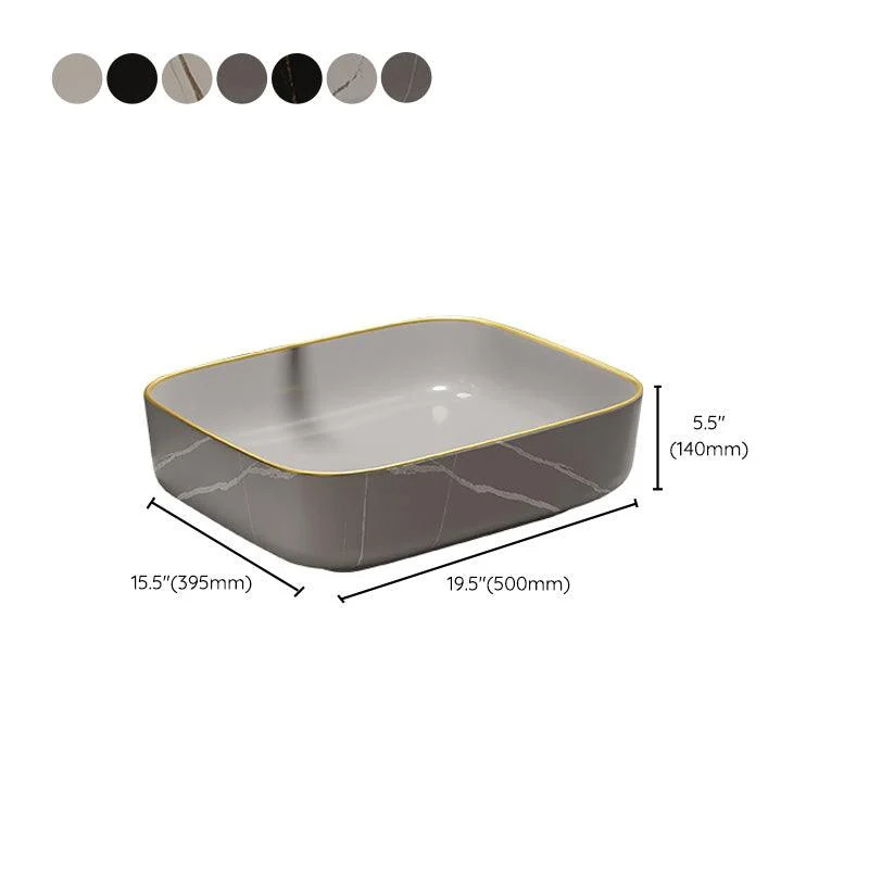 Modern Bathroom Sink Porcelain Pop-Up Drain Rectangular Vessel Bathroom Sink -Bathlova