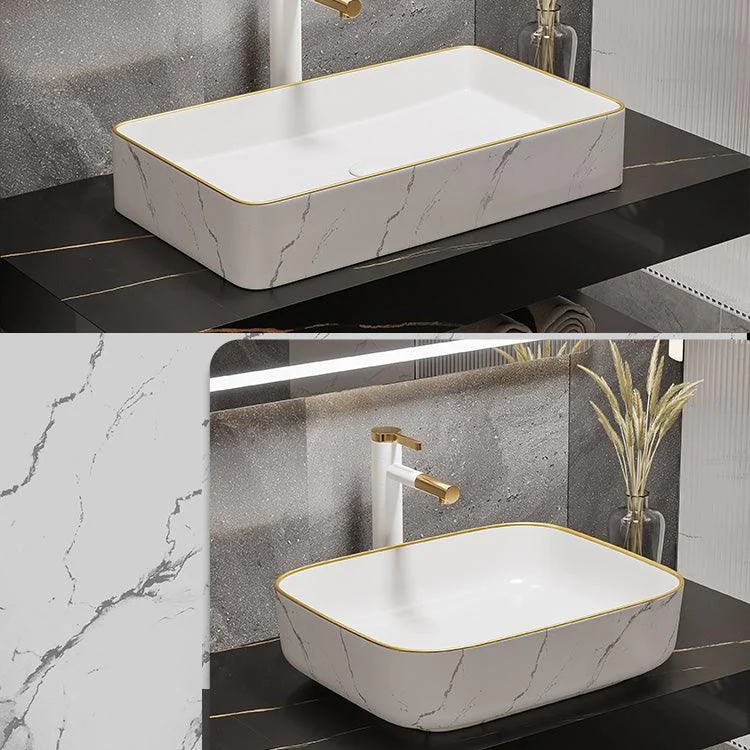 Modern Bathroom Sink Porcelain Pop-Up Drain Rectangular Vessel Bathroom Sink -Bathlova