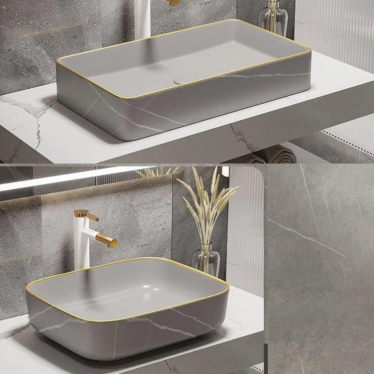 Modern Bathroom Sink Porcelain Pop-Up Drain Rectangular Vessel Bathroom Sink -Bathlova