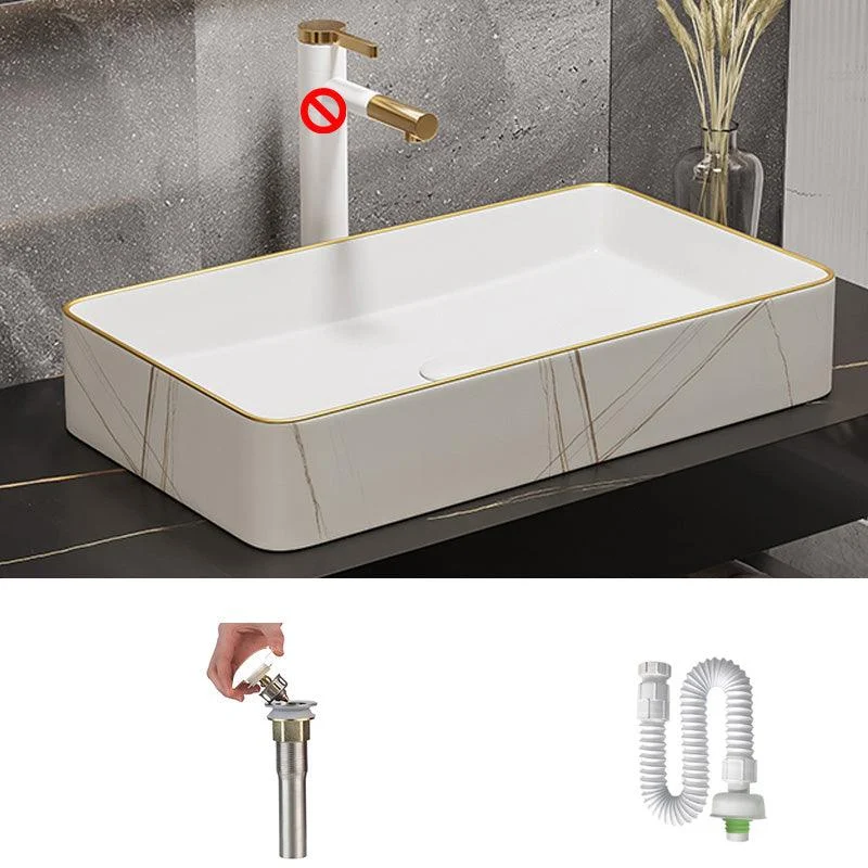 Modern Bathroom Sink Porcelain Pop-Up Drain Rectangular Vessel Bathroom Sink -Bathlova