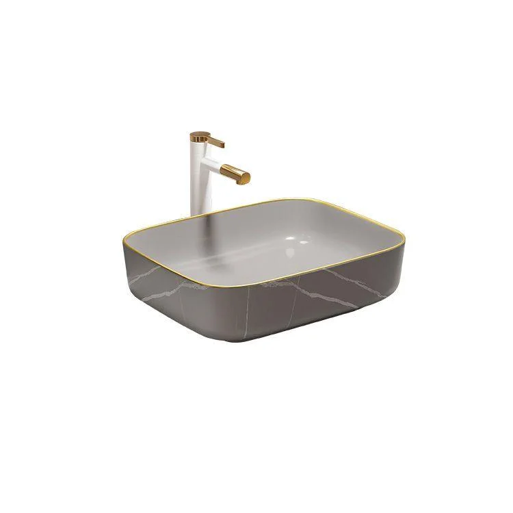 Modern Bathroom Sink Porcelain Pop-Up Drain Rectangular Vessel Bathroom Sink -Bathlova