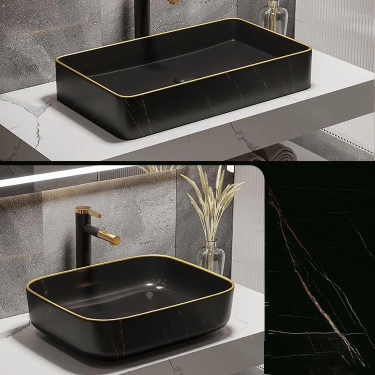 Modern Bathroom Sink Porcelain Pop-Up Drain Rectangular Vessel Bathroom Sink -Bathlova