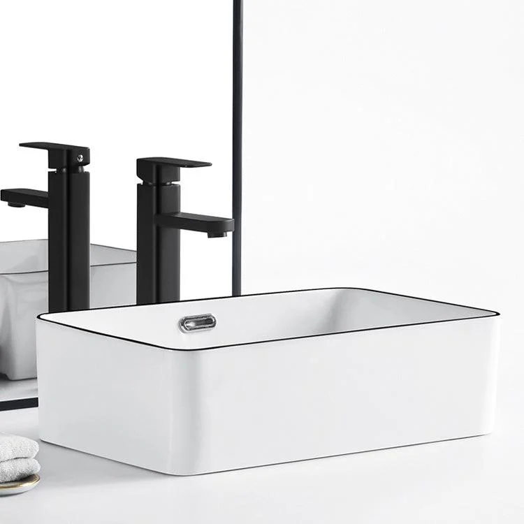 Modern Bathroom Sink Porcelain Pop-Up Drain Rectangular Vessel Sink -Bathlova