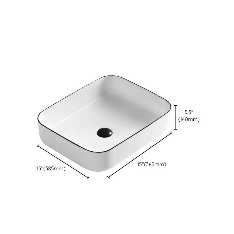 Modern Bathroom Sink Porcelain Pop-Up Drain Rectangular Vessel Sink -Bathlova