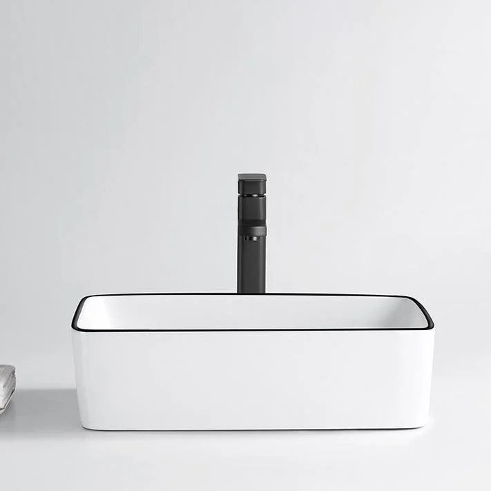 Modern Bathroom Sink Porcelain Pop-Up Drain Rectangular Vessel Sink -Bathlova