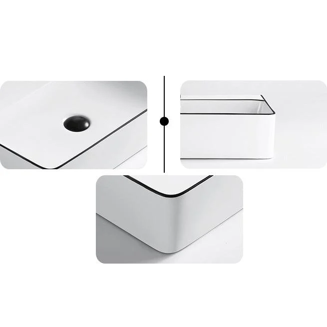 Modern Bathroom Sink Porcelain Pop-Up Drain Rectangular Vessel Sink -Bathlova