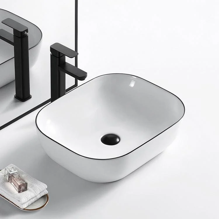 Modern Bathroom Sink Porcelain Pop-Up Drain Rectangular Vessel Sink -Bathlova