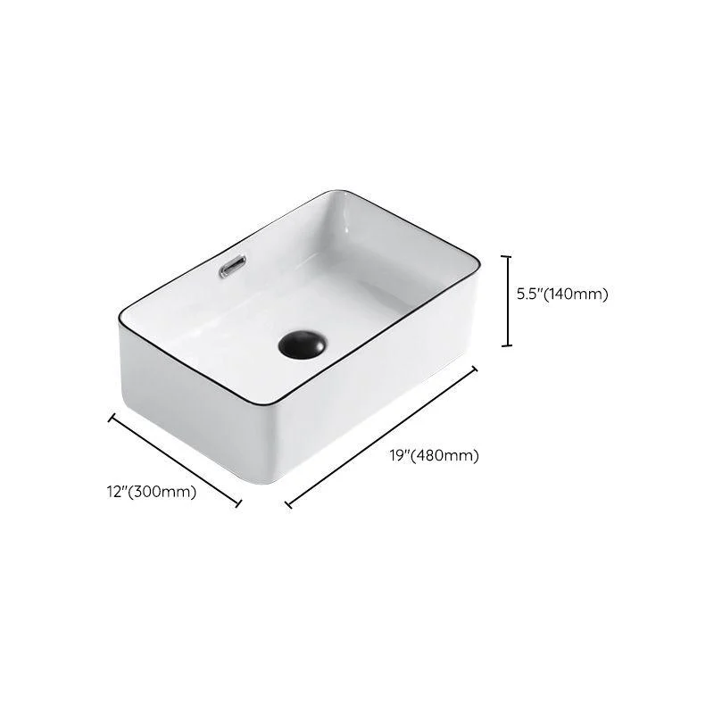 Modern Bathroom Sink Porcelain Pop-Up Drain Rectangular Vessel Sink -Bathlova