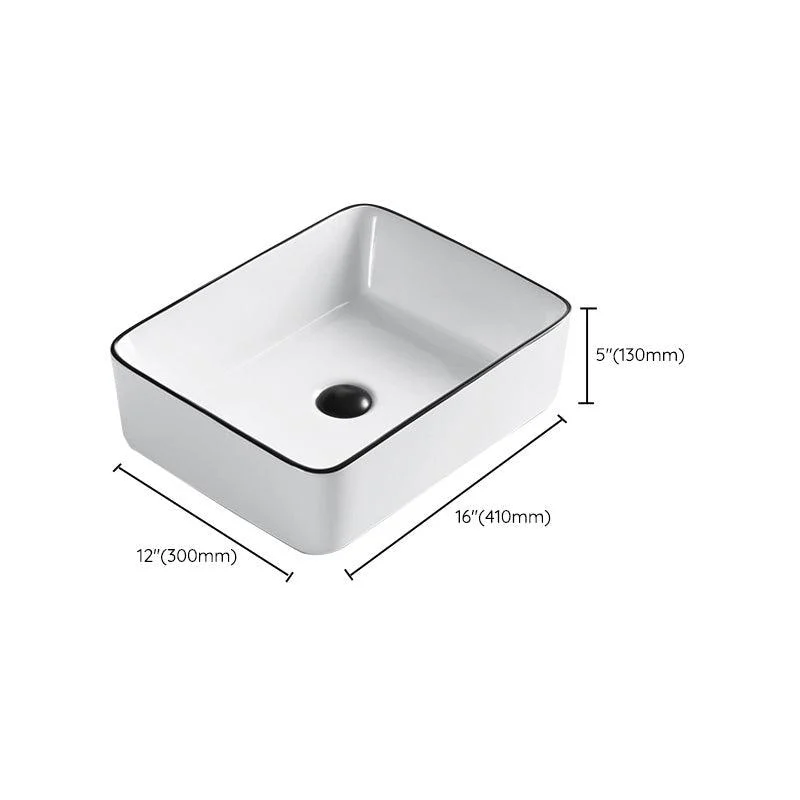 Modern Bathroom Sink Porcelain Pop-Up Drain Rectangular Vessel Sink -Bathlova