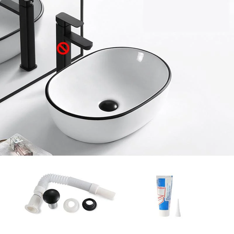 Modern Bathroom Sink Porcelain Pop-Up Drain Rectangular Vessel Sink -Bathlova