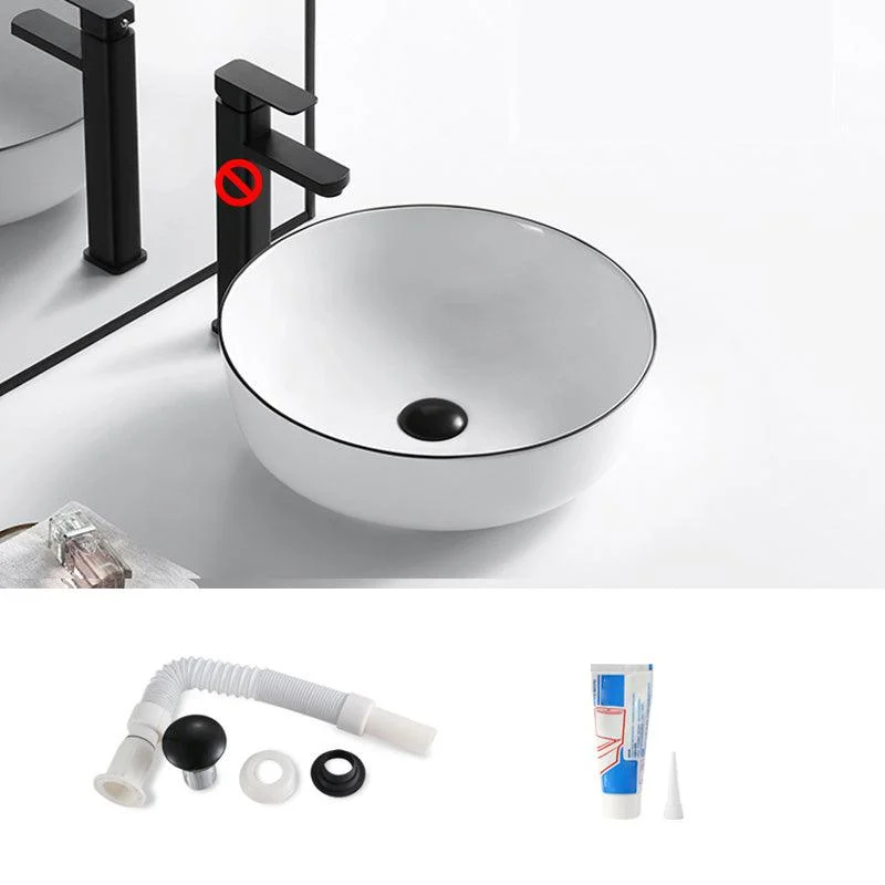 Modern Bathroom Sink Porcelain Pop-Up Drain Rectangular Vessel Sink -Bathlova