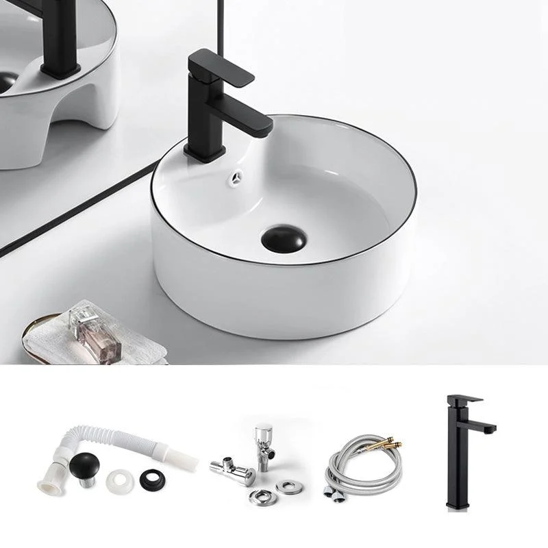 Modern Bathroom Sink Porcelain Pop-Up Drain Rectangular Vessel Sink -Bathlova