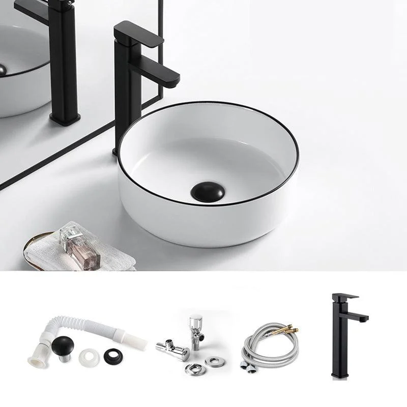 Modern Bathroom Sink Porcelain Pop-Up Drain Rectangular Vessel Sink -Bathlova