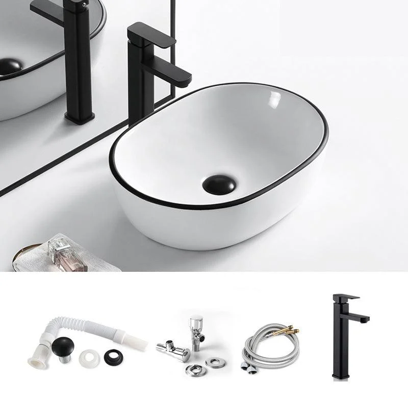 Modern Bathroom Sink Porcelain Pop-Up Drain Rectangular Vessel Sink -Bathlova