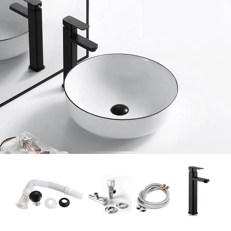 Modern Bathroom Sink Porcelain Pop-Up Drain Rectangular Vessel Sink -Bathlova