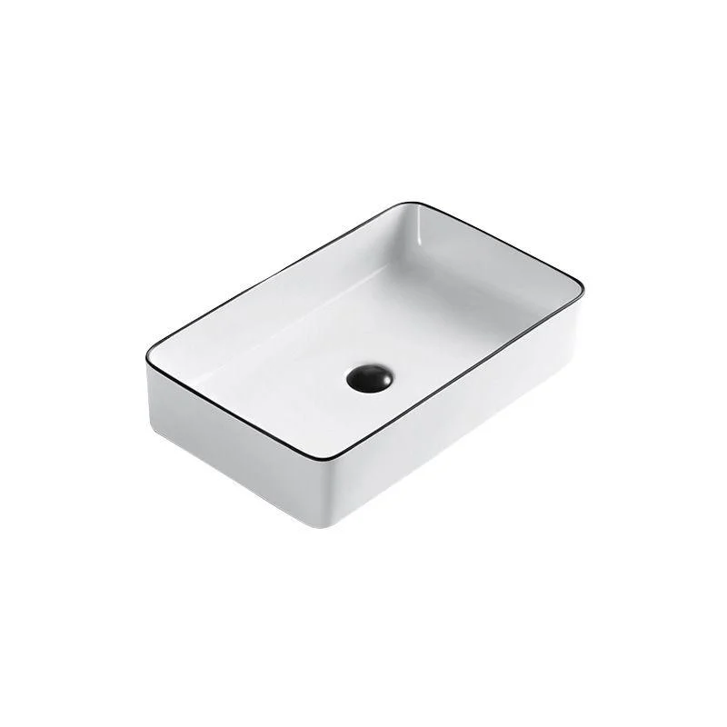 Modern Bathroom Sink Porcelain Pop-Up Drain Rectangular Vessel Sink -Bathlova