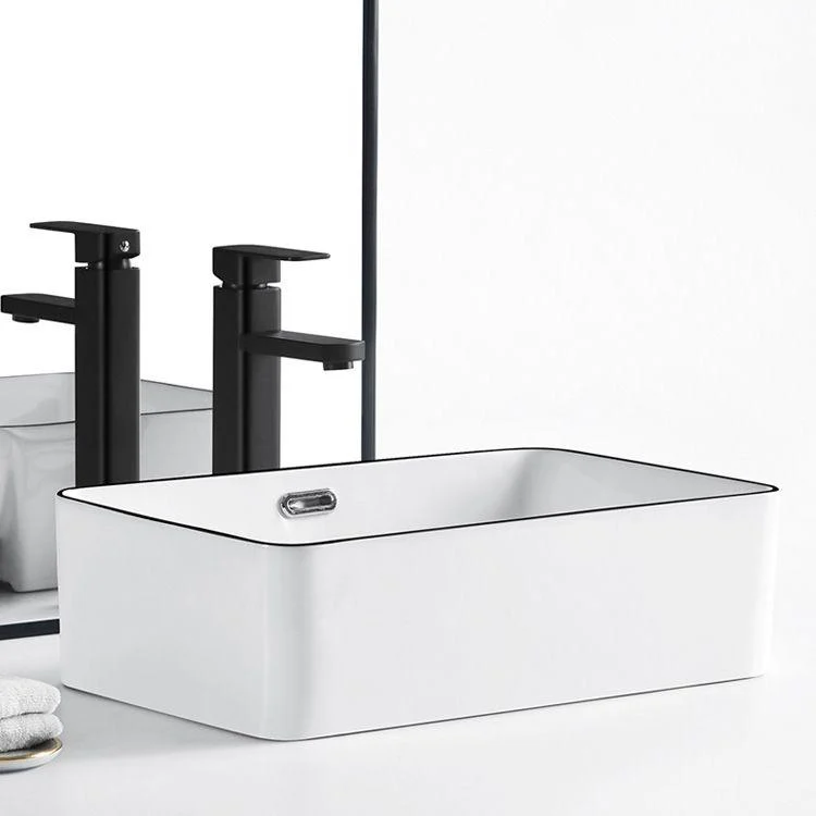 Modern Bathroom Sink Porcelain Pop-Up Drain Rectangular Vessel Sink -Bathlova