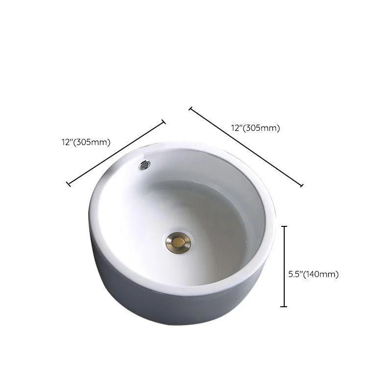 Modern Bathroom Sink Porcelain Pop-Up Drain Round Vessel Bathroom Sink -Bathlova