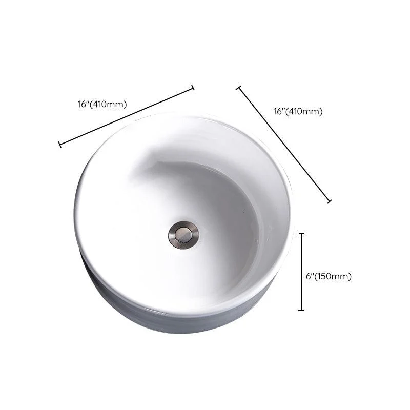 Modern Bathroom Sink Porcelain Pop-Up Drain Round Vessel Bathroom Sink -Bathlova