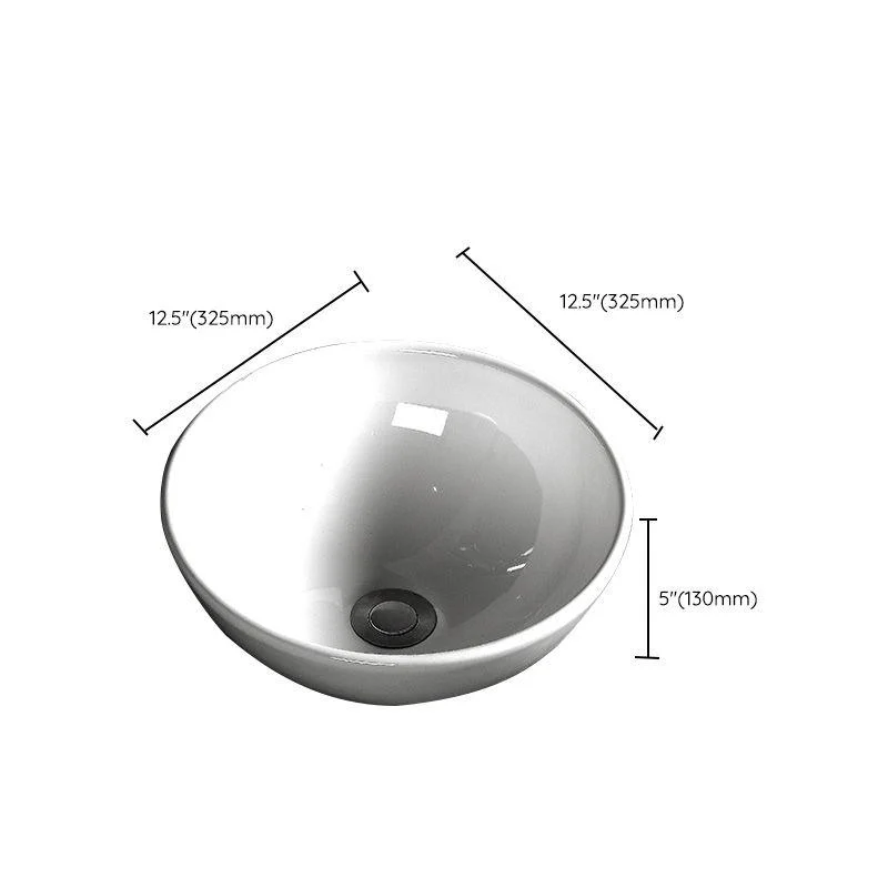 Modern Bathroom Sink Porcelain Pop-Up Drain Round Vessel Bathroom Sink -Bathlova