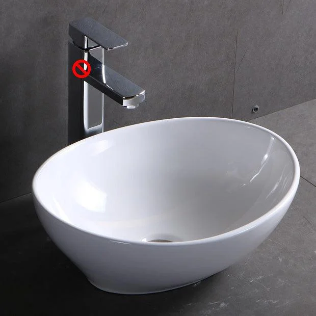 Modern Bathroom Sink Porcelain Pop-Up Drain Round Vessel Bathroom Sink -Bathlova