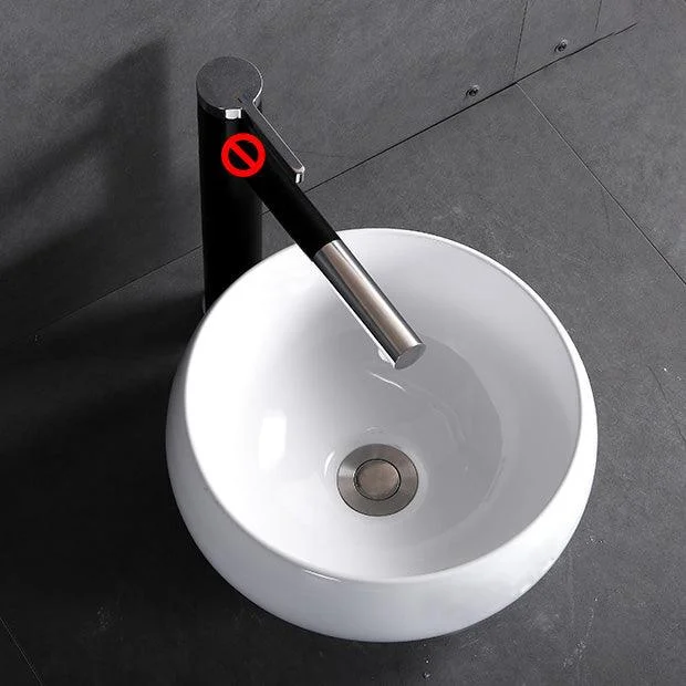 Modern Bathroom Sink Porcelain Pop-Up Drain Round Vessel Bathroom Sink -Bathlova