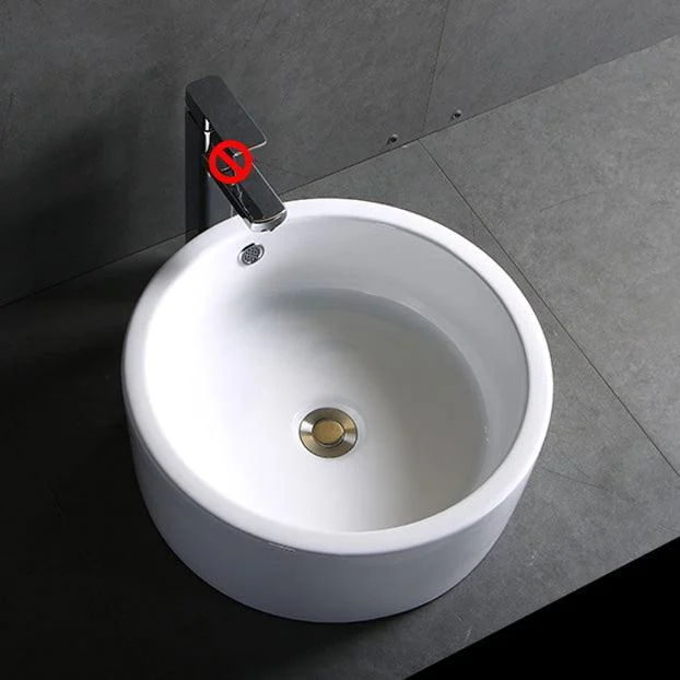 Modern Bathroom Sink Porcelain Pop-Up Drain Round Vessel Bathroom Sink -Bathlova