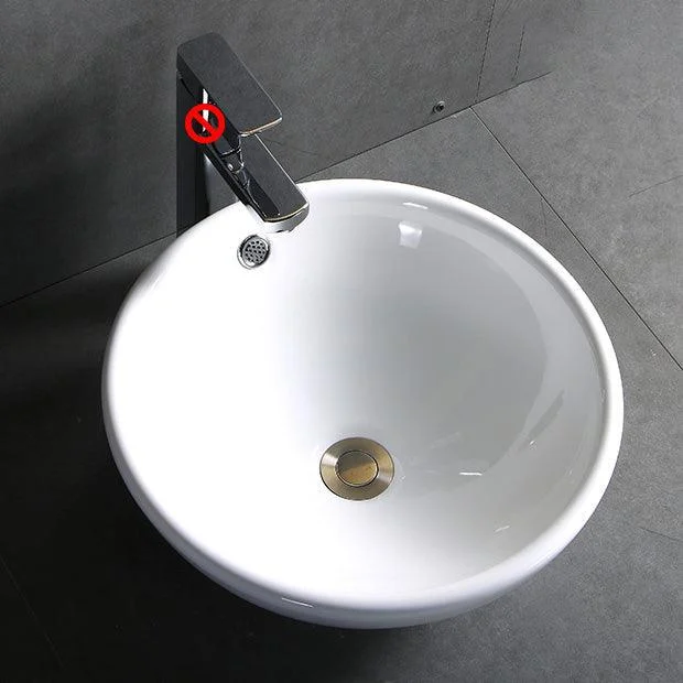 Modern Bathroom Sink Porcelain Pop-Up Drain Round Vessel Bathroom Sink -Bathlova