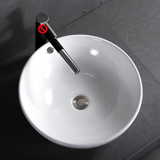 Modern Bathroom Sink Porcelain Pop-Up Drain Round Vessel Bathroom Sink -Bathlova