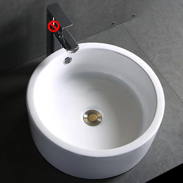 Modern Bathroom Sink Porcelain Pop-Up Drain Round Vessel Bathroom Sink -Bathlova