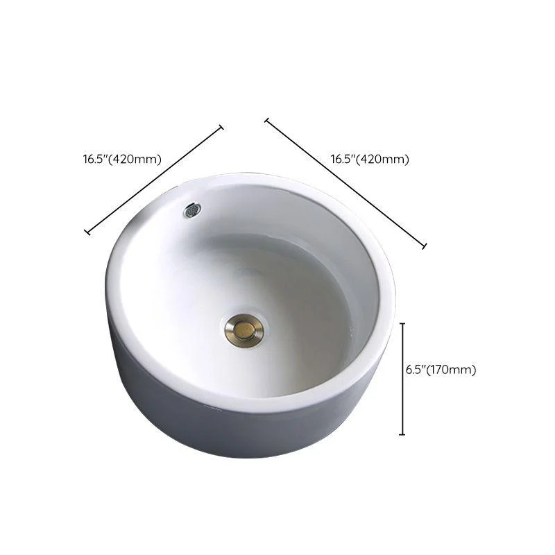 Modern Bathroom Sink Porcelain Pop-Up Drain Round Vessel Bathroom Sink -Bathlova