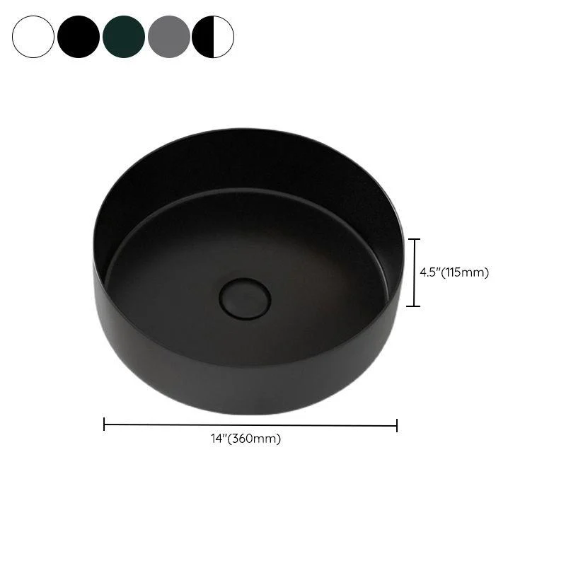 Modern Bathroom Sink Porcelain Pop-Up Drain Round Vessel Lavatory Sink -Bathlova