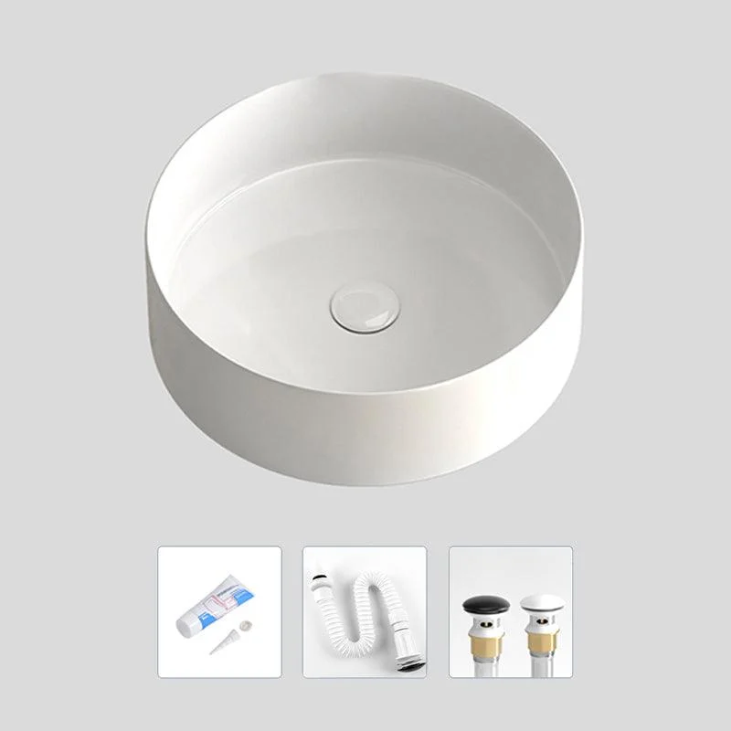 Modern Bathroom Sink Porcelain Pop-Up Drain Round Vessel Lavatory Sink -Bathlova