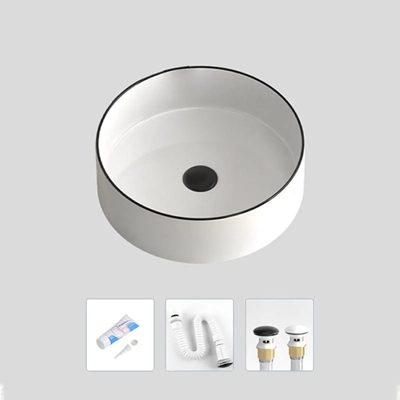 Modern Bathroom Sink Porcelain Pop-Up Drain Round Vessel Lavatory Sink -Bathlova