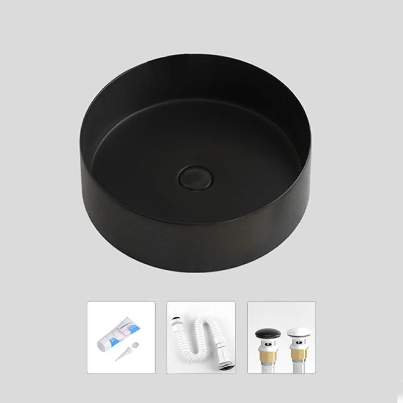 Modern Bathroom Sink Porcelain Pop-Up Drain Round Vessel Lavatory Sink -Bathlova