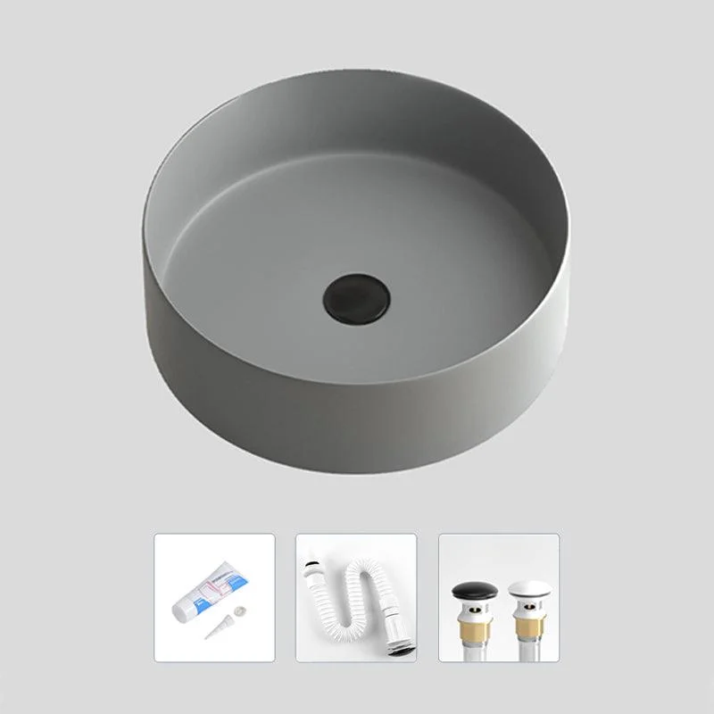 Modern Bathroom Sink Porcelain Pop-Up Drain Round Vessel Lavatory Sink -Bathlova