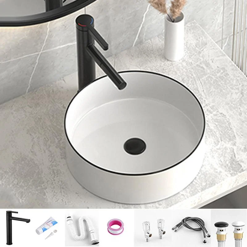 Modern Bathroom Sink Porcelain Pop-Up Drain Round Vessel Lavatory Sink -Bathlova