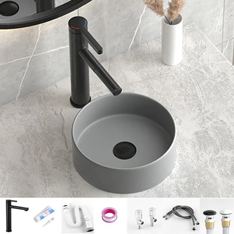 Modern Bathroom Sink Porcelain Pop-Up Drain Round Vessel Lavatory Sink -Bathlova