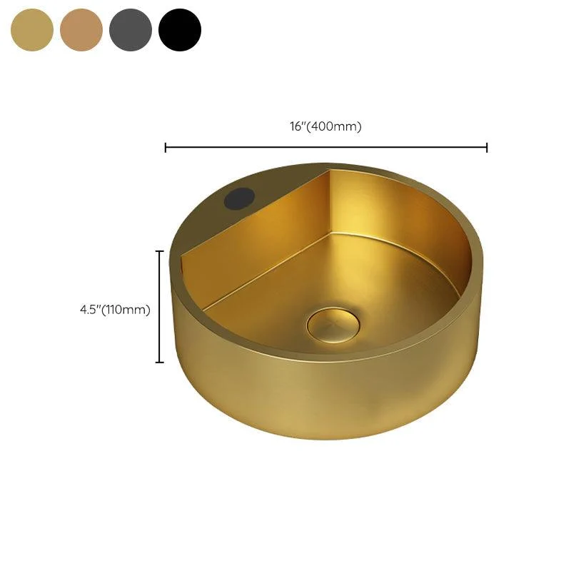 Modern Bathroom Sink Porcelain Pop-Up Drain Solid Color Round Vessel -Bathlova