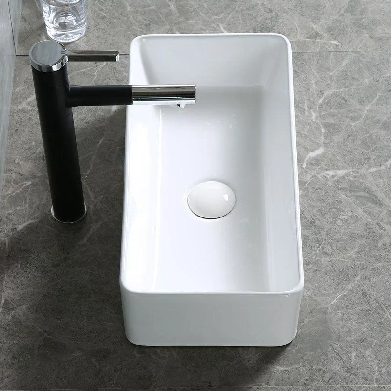 Modern Bathroom Sink Porcelain Rectangle Bathroom Sink in White(Not Including Tap) -Bathlova