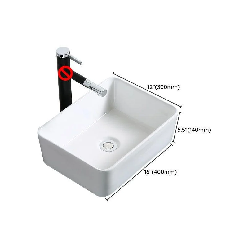 Modern Bathroom Sink Porcelain Rectangle Bathroom Sink in White(Not Including Tap) -Bathlova