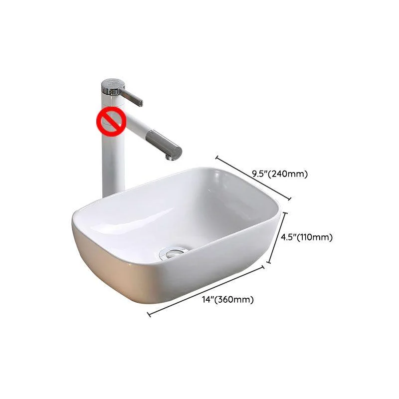 Modern Bathroom Sink Porcelain Rectangle Bathroom Sink in White(Not Including Tap) -Bathlova