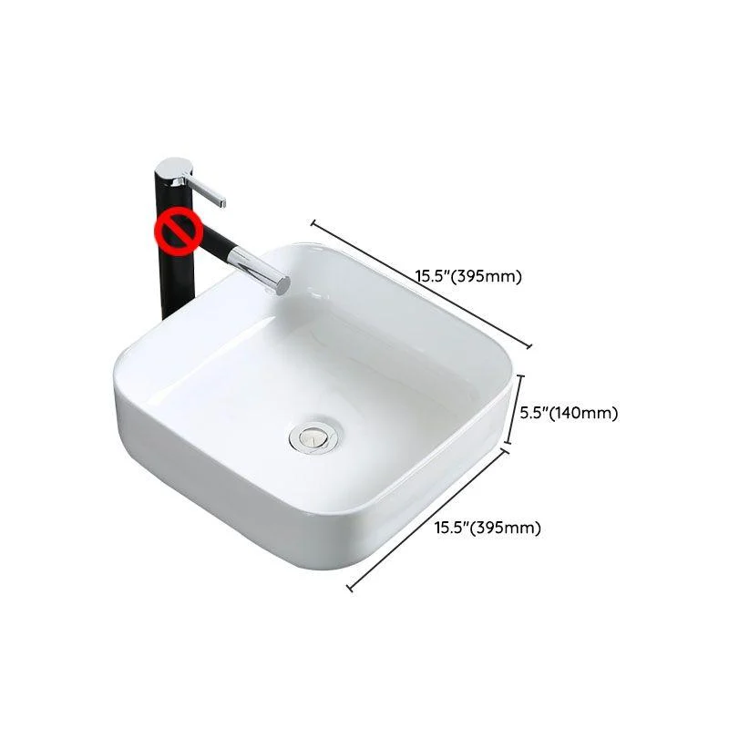 Modern Bathroom Sink Porcelain Rectangle Bathroom Sink in White(Not Including Tap) -Bathlova