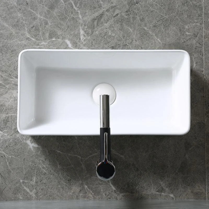 Modern Bathroom Sink Porcelain Rectangle Bathroom Sink in White(Not Including Tap) -Bathlova