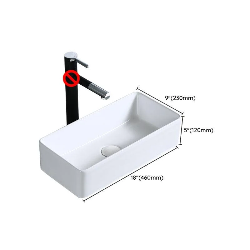 Modern Bathroom Sink Porcelain Rectangle Bathroom Sink in White(Not Including Tap) -Bathlova