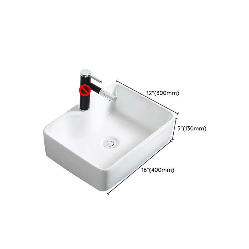 Modern Bathroom Sink Porcelain Rectangle Bathroom Sink in White(Not Including Tap) -Bathlova