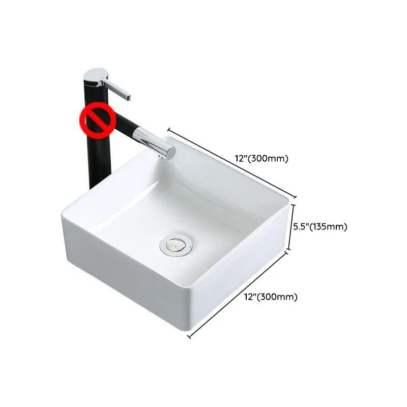 Modern Bathroom Sink Porcelain Rectangle Bathroom Sink in White(Not Including Tap) -Bathlova