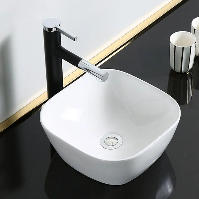 Modern Bathroom Sink Porcelain Rectangle Bathroom Sink in White(Not Including Tap) -Bathlova