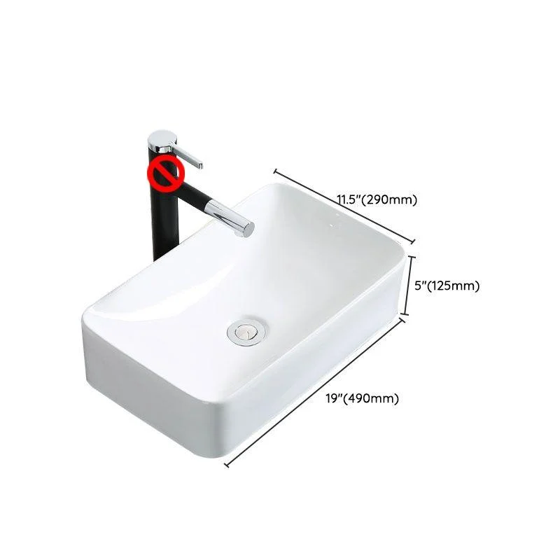 Modern Bathroom Sink Porcelain Rectangle Bathroom Sink in White(Not Including Tap) -Bathlova