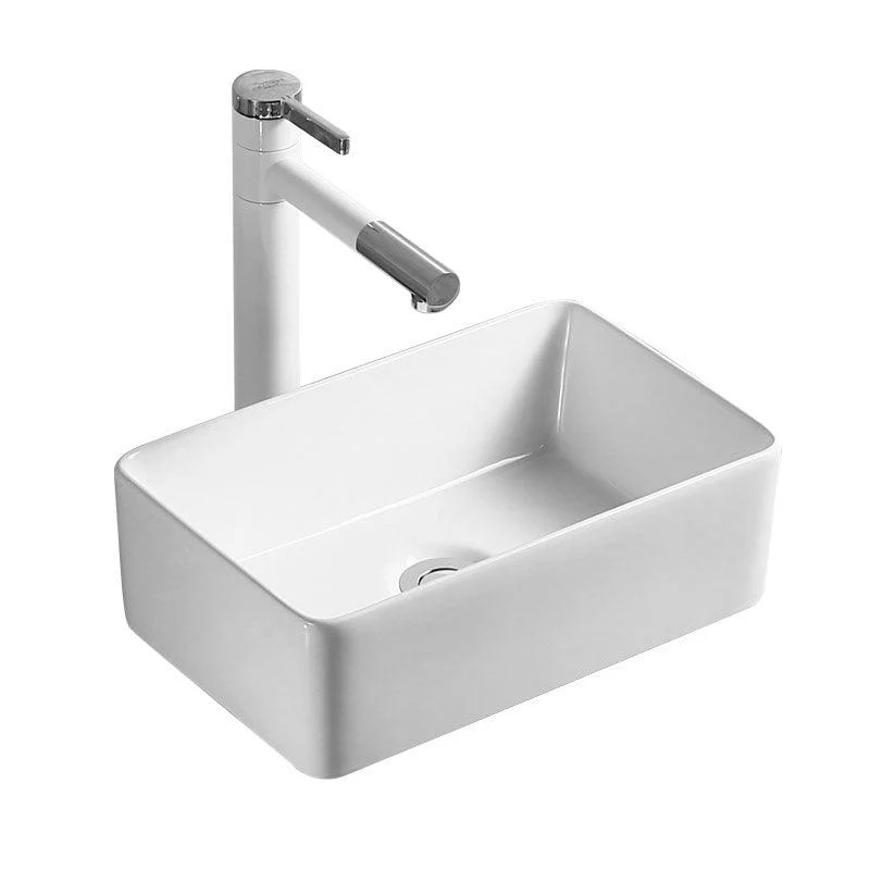 Modern Bathroom Sink Porcelain Rectangle Bathroom Sink in White(Not Including Tap) -Bathlova